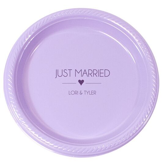 Just Married with Heart Plastic Plates
